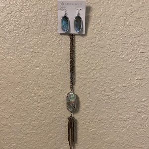 Kendra Scott Grey Mother of Pearl earrings and Necklace